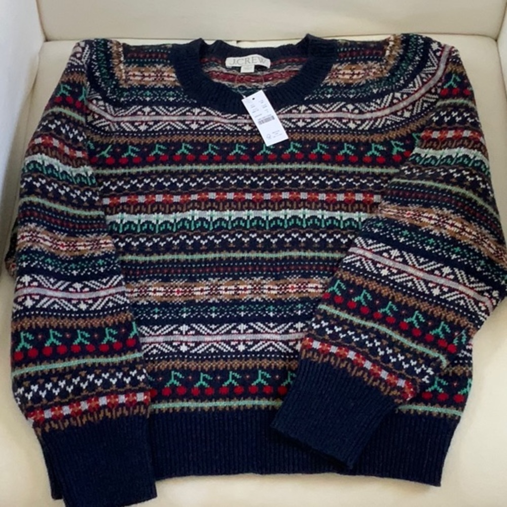 JCrew Puff SleeveFair isle Crewneck Sweater -Small